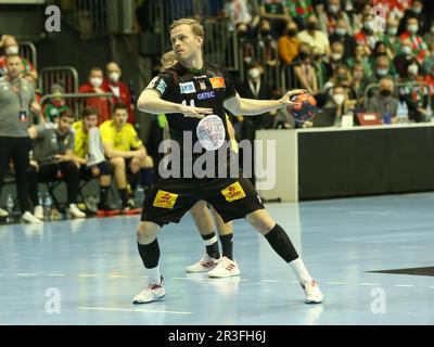 Omar Ingi Magnusson (SCM) Pallamano EHF Stagione della Lega europea 2021-22 fase di Gruppo SC Magdeburg - IK SÃ¤vehof Foto Stock