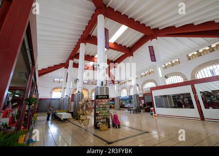 Mercado Municipal, construido en tiempos de la República entre los años 1933 y 1936, proyecto realizado por el arquitecto Francisco Roca, Felanitx, Maiorca, isole Baleari, Spagna. Foto Stock