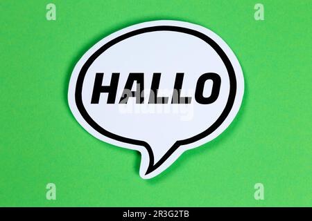 Ciao nel discorso bolla di comunicazione concetto parlare Foto Stock