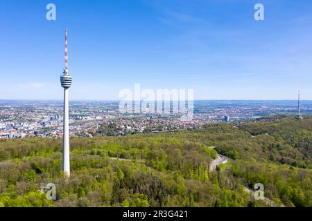 Torre televisiva di Stoccarda Torre di Stoccarda skyline vista aerea città architettura viaggiare in Germania Foto Stock