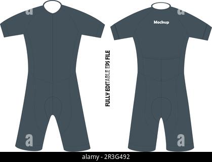 Costume da bagno a manicotto corto Ciclismo Mock up Illustrazione Vettoriale