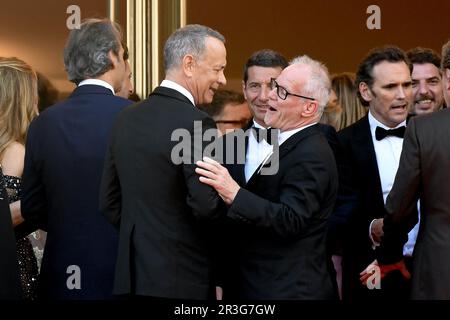 Cannes, Francia. 23rd maggio, 2023. Jeffrey Wright, Rupert Friend, Rita Wilson, Tom Hanks, Bryan Cranston, Maya Hawke, Wes Anderson, Adrien Brody, Scarlett Johansson, Matt Dillon, Steve Carell, Steve Park, Jake Ryan e Hope Davis - Asteroid City Red Carpet - il 76th° Festival annuale di Cannes CANNES CANNES CANNES CANNES, FRANCIA il 23 maggio 2023. (Foto di Lionel Urman/Sipa USA) Credit: Sipa USA/Alamy Live News Foto Stock