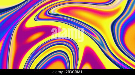 Flusso di colore liquido sfondo vibrante, effetto texture rumore, colore giallo rosso viola blu flusso astratto motivo Foto Stock