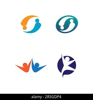 Logo People, Team, Succes People Work, Group and Community, vettore e design del logo Group Company e Business Care, logo Family Icon Succes Illustrazione Vettoriale