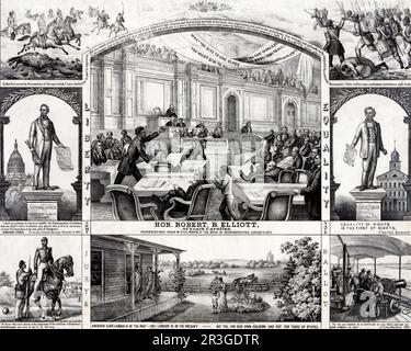 6 gennaio 1874 - il famoso discorso di Robert B. Elliott, rappresentante della Carolina del Sud, a favore del Civil Rights Act. Foto Stock