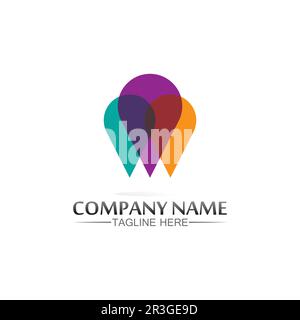 Icona posizione,logo mappa per mappa, mappa google, segnale, percorso, posizione, simbolo e logo vettoriale Illustrazione Vettoriale