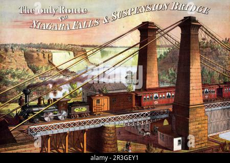 L'unico percorso attraverso le Cascate del Niagara e il Ponte sospeso, circa 1876 km. Foto Stock