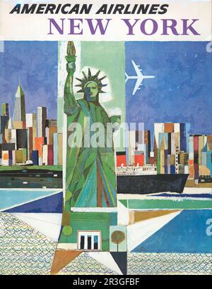 Poster di viaggio vintage per American Airlines, New York, circa 1964. Foto Stock