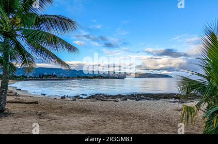 Waialua Bay nel North Shore di Oahu, Hawaii Foto Stock