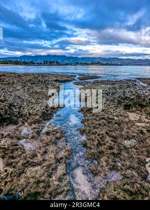 Waialua Bay nel North Shore di Oahu, Hawaii Foto Stock