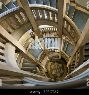 Municipio nuovo, vista interna, scala a chiocciola, Hannover, bassa Sassonia, Germania, Europa Foto Stock