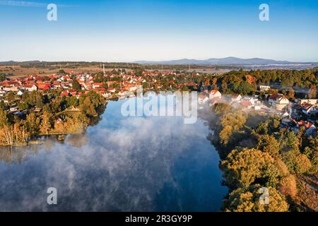 Panorama Stiege in autunno Stieger See Selketal Harz Mountains Foto Stock