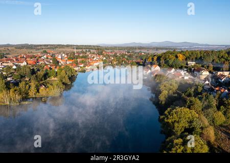 Panorama Stiege in autunno Stieger See Selketal Harz Mountains Foto Stock