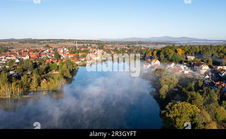 Panorama Stiege in autunno Stieger See Selketal Harz Mountains Foto Stock