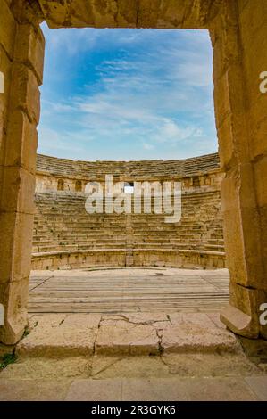 Rovine storiche di Jerash, teatro, Giordania Foto Stock