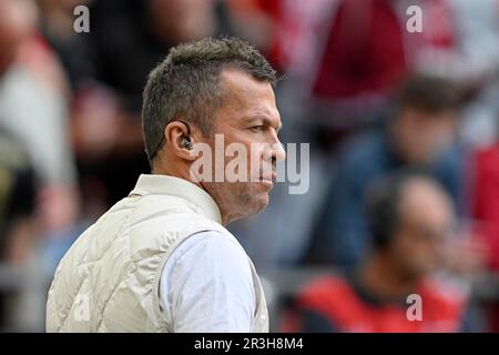 L'esperto televisivo Lothar Matthaeus SKY, ritratto, triste, Allianz Arena, Monaco, Baviera, Germania Foto Stock