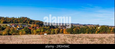 Vista su GÃ¼ntersberge nei monti Selketal Harz Foto Stock