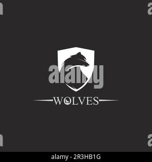 logo dei lupi, volpe, testa di lupo, vetore animale e logo disegno selvaggio cane ruggito illustrazione, astratto per il gioco logo simbolo testa animale Illustrazione Vettoriale