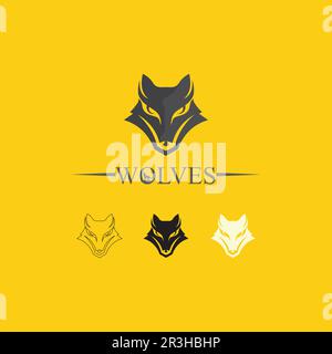 logo dei lupi, volpe, testa di lupo, vetore animale e logo disegno selvaggio cane ruggito illustrazione, astratto per il gioco logo simbolo testa animale Illustrazione Vettoriale