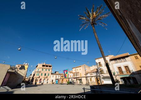 CAS Sant y plaza de Can Pera Ignasi, Campos, Mallorca, Isole baleari, Spagna. Foto Stock