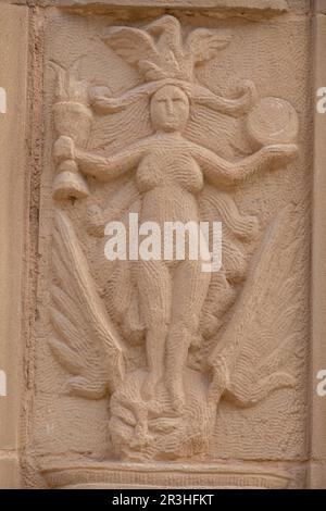 Puerta del norte o de San Jerónimo,1559, detalle, estilo plateresco, Catedral de Santa María de Calahorra Calahorra, La Rioja , Spagna, Europa. Foto Stock