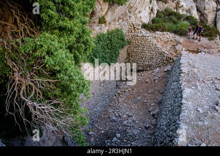 Coma de n'Arbona, Casas de Nieve o casi de Neu, término Municipal de Fornalutx, paraje natural de la Sierra de Tramuntana, Maiorca, isole Baleari, Spagna. Foto Stock