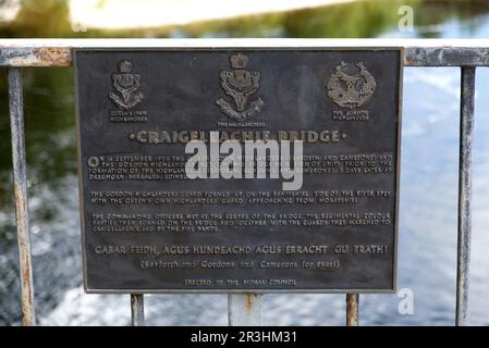 Craigellarchy Bridge, River Spey, Aberlour, Highland, Regno Unito Foto Stock