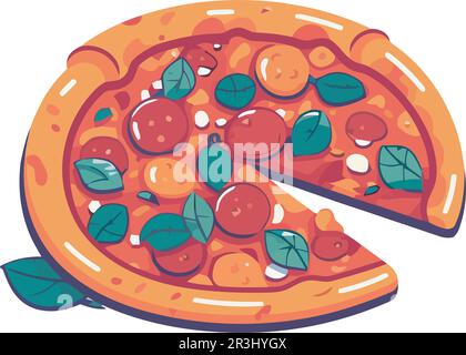 Pizza gourmet appena sfornata con pomodoro Illustrazione Vettoriale