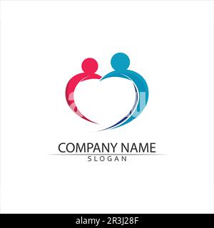Vector Firma una comunità di adozione madre e la gente cura e coppia Illustrazione Vettoriale