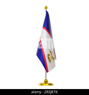 3D resa della bandiera in pole per i paesi delle Samoa Americane vertice e incontro politico. Foto Stock