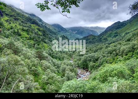 Steall Falls, Fort William, Highland, Scozia, Gran Bretagna Foto Stock