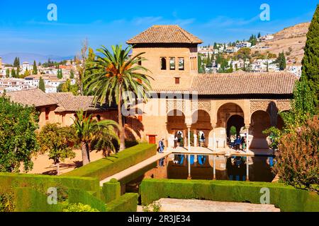 Il Palazzo Partal è la parte del Palazzo Comares all'interno del complesso del palazzo dell'Alhambra a Granada, Spagna Foto Stock