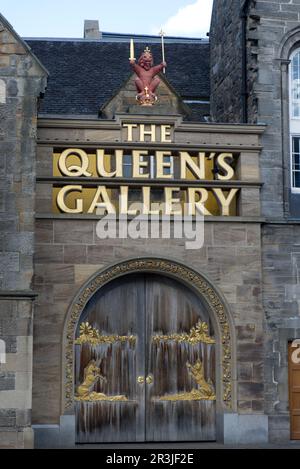 Edimburgo, Coat of Arms Unicorn, Queen's Gallery, Scozia, Gran Bretagna Foto Stock