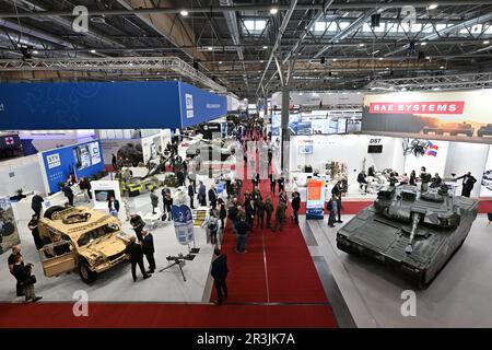 Brno, Repubblica Ceca. 24th maggio, 2023. Fiera internazionale della tecnologia della difesa e della sicurezza IDET, fiera della tecnologia antincendio Pyros e fiera della tecnologia e dei servizi di sicurezza ISET inizia nel quartiere fieristico di Vystaviste a Brno, Repubblica Ceca, 24 maggio 2023. Credit: Vaclav Salek/CTK Photo/Alamy Live News Foto Stock