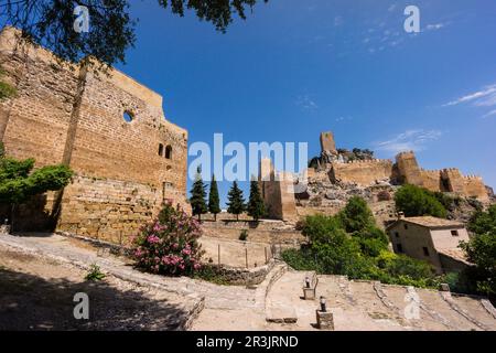 Castello di la Iruela, di origine Almohad, costruito su fondamenta pre-berbere, la Iruela, valle di Guadalquivir, sierras parco naturale di Cazorla, Segura e Las Villas, Jaen, Andalusia, Spagna. Foto Stock