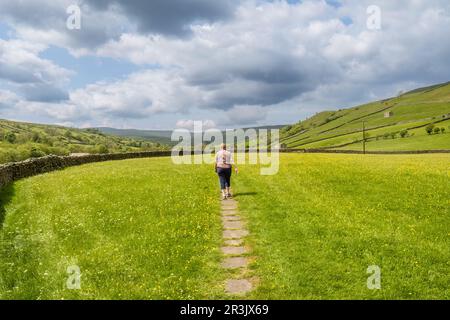 Keld è un piccolo villaggio in cima a Swaledale, nel North Yorkshire Dales. È il punto di incrocio tra le due più importanti passeggiate a lunga distanza Foto Stock