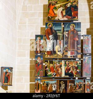 Retablo del sindaco di altare, Mateu López, Parroquia de Sant Bartomeu, la Iglesia del siglo XIV, Maiorca, isole Baleari, Spagna. Foto Stock