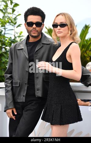 Abel 'The Weeknd' Tesfaye und Lily-Rose Depp beim Photocall zur HBO-Dramaserie 'The Idol' auf dem Festival de Cannes 2023 / 76. Internationale Filmfestspiele von Cannes am Palais des Festivals. Cannes, 23.05.2023 Foto Stock