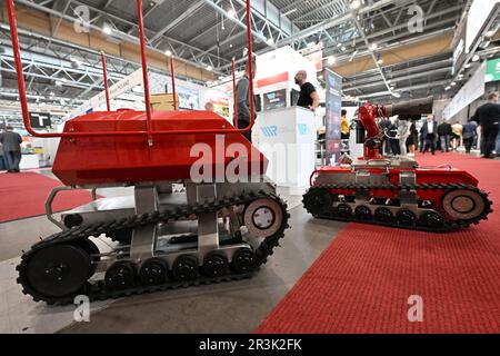 Brno, Repubblica Ceca. 24th maggio, 2023. Fiera internazionale della tecnologia della difesa e della sicurezza IDET, fiera della tecnologia antincendio Pyros e fiera della tecnologia e dei servizi di sicurezza ISET inizia nel quartiere fieristico di Vystaviste a Brno, Repubblica Ceca, 24 maggio 2023. Credit: Vaclav Salek/CTK Photo/Alamy Live News Foto Stock