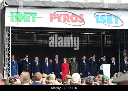 Brno, Repubblica Ceca. 24th maggio, 2023. Fiera internazionale della tecnologia della difesa e della sicurezza IDET, fiera della tecnologia antincendio Pyros e fiera della tecnologia e dei servizi di sicurezza ISET inizia nel quartiere fieristico di Vystaviste a Brno, Repubblica Ceca, 24 maggio 2023. Credit: Vaclav Salek/CTK Photo/Alamy Live News Foto Stock