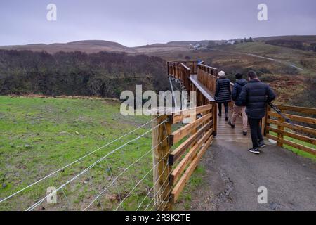 Mirador, un Cailc, Diatomita, minería, Trotternish, altopiani, Escocia, Reino Unido. Foto Stock