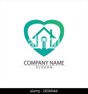Immobili e costruzioni home logo modello di icone Illustrazione Vettoriale