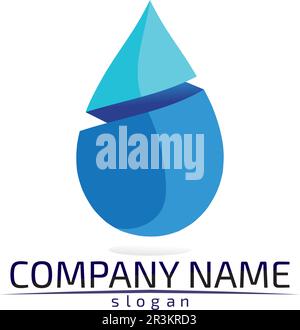 Goccia d'acqua modello Logo illustrazione vettoriale design Illustrazione Vettoriale