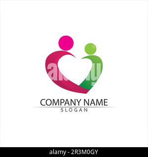 Comunità di persone care logo e modello di simboli Illustrazione Vettoriale