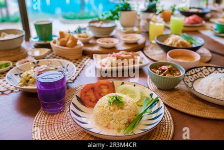 Colazione asiatica di lusso in hotel Foto Stock