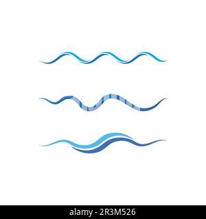 Onda d'acqua icona vettore illustrazione disegno logo blu Illustrazione Vettoriale