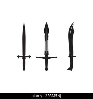 Croce spade, sciabola e lama logo icona piatto semplice vettore simbolo e bonus icona Illustrazione Vettoriale