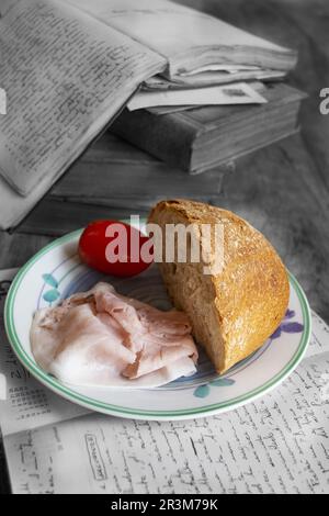 menu degustazione mentre scrivi lavoro a casa o in ufficio Foto Stock