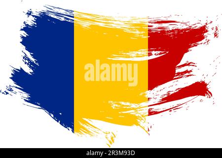 Sfondo vettore indicatore traccia pennello Romania. Banner isolato dipinto a mano in stile grunge rumeno. Illustrazione Vettoriale