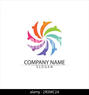 Comunità di persone care logo e modello di simboli Illustrazione Vettoriale